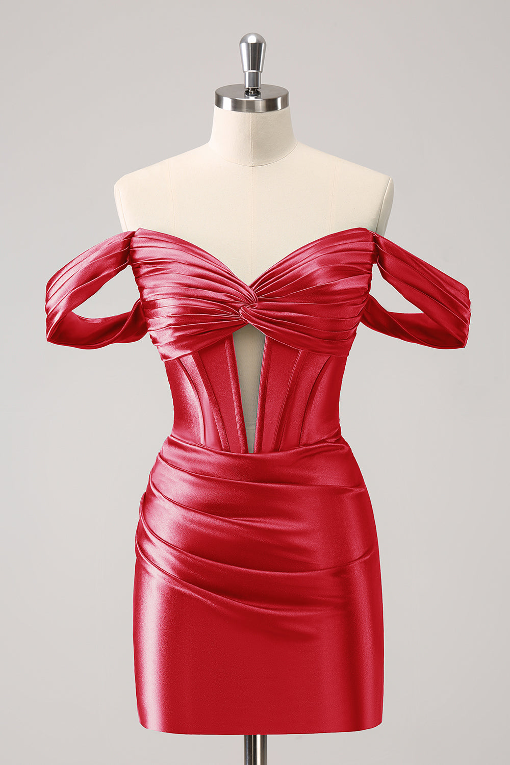 Stilvolles dunkelgrünes, figurbetontes, schulterfreies, ausgehöhltes Korsett-Kurzkleid für den Heimkehr