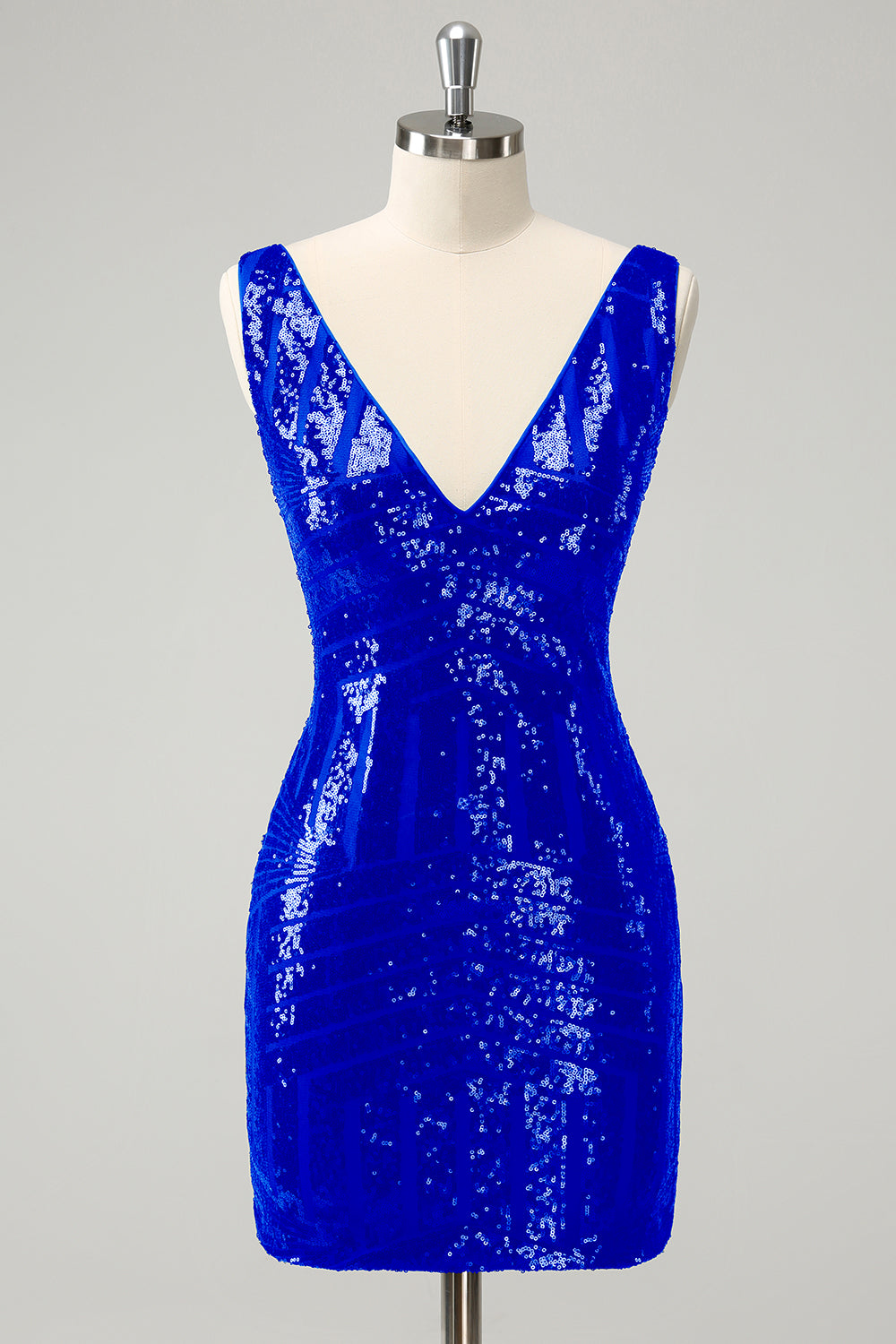 Stilvolles dunkelgrünes, figurbetontes, kurzes Homecoming-Kleid mit Pailletten und V-Ausschnitt und abnehmbarem Rock