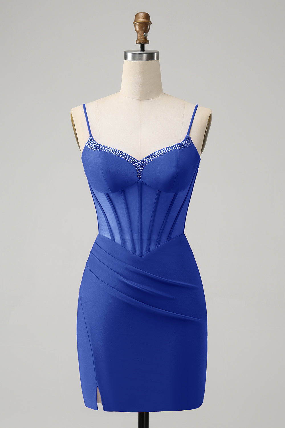 Stilvolles, figurbetontes, kurzes Homecoming-Kleid in Fuchsia mit Schnürung am Rücken und Perlenbesatz im Korsett-Stil