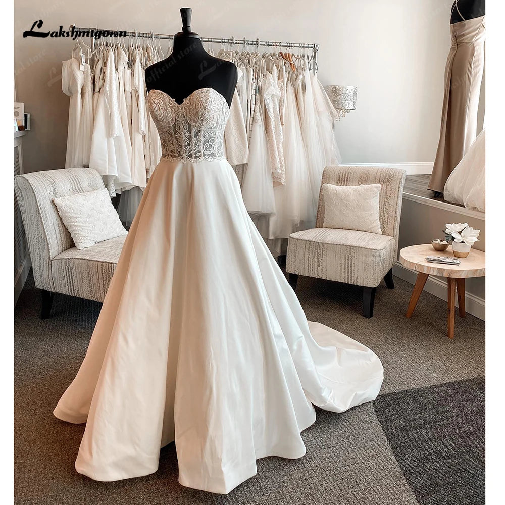 Roycebridal Women Off the Shoulder Wedding Dresses Robes A Line Satin Bridal Gowns vestido de casamento