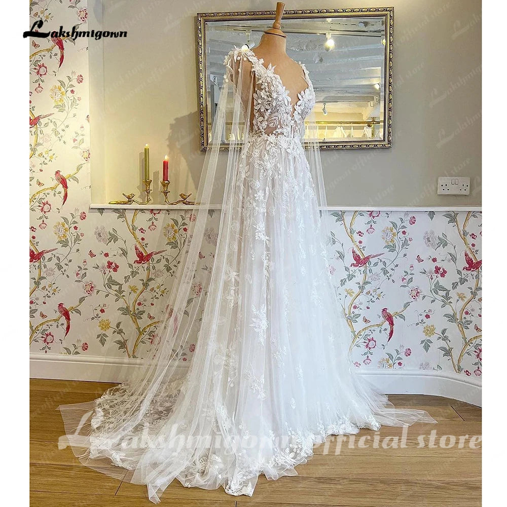 Roycebridal Spitzenapplikationen Brautkleid mit Wickel Vestidos Garden A-Linie Rückenfreie Brautkleider vestido largo invitada bod