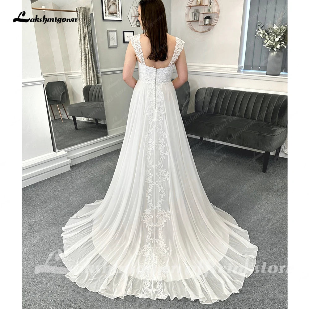 Roycebridal Chiffon Beach Wedding Dresses For Women 2025 Bride Luxury Lace Long Boho Wedding Gowns Open Back