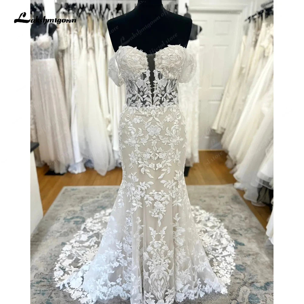 Roycebridal Lace Mermaid Wedding Dresses 2025 Ballkleider Elegant Women Off the Shoulder Country Wedding Gowns