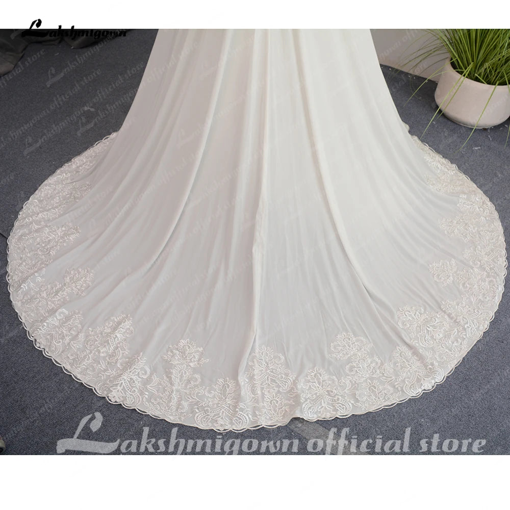 Roycebridal Spaghetti Straps Beach Wedding Dress for Women Beads Chiffon Bridal Gowns Open Back Real Photos New Arrival