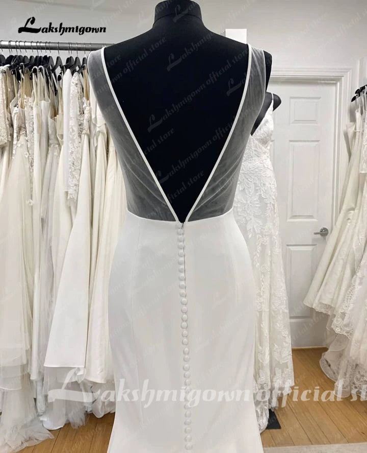 Roycebridal Robe Satin Meerjungfrau Brautkleider für die Braut Open Back Elegante Boho Brautkleider Vestido de Noiva