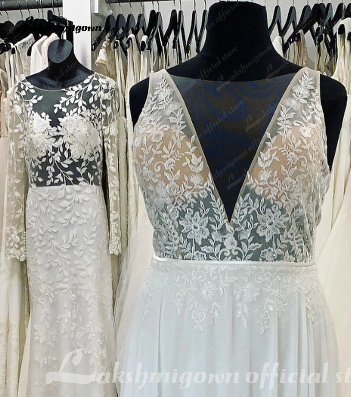 Roycebridal Boho Bridal Deep V Wedding Dresses A Line 2025 Robe Longue Simple Beach Chiffon Wedding Gowns robe de mariée