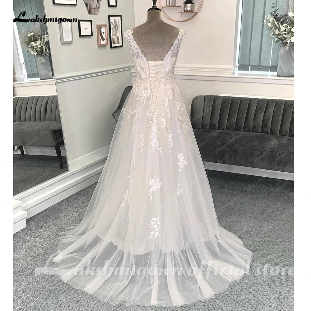 Roycebridal Strand Brautkleider 2025 A-Linie Ärmellos Spitze Mit Applikationen 2025 Frühling & Sommer Brautkleid