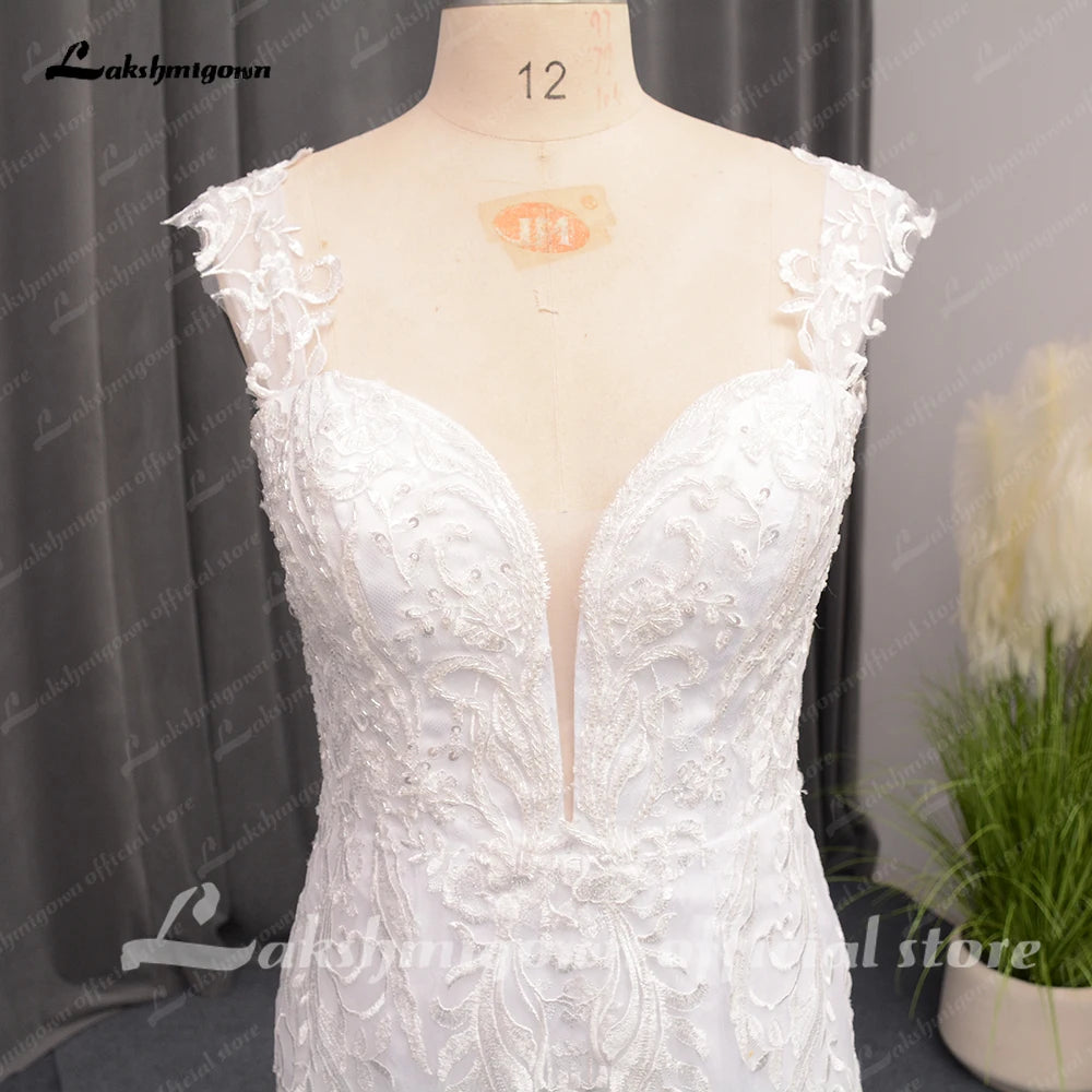 Roycebridal Lace Floral Mermaid Court Train Wedding Dress for Women Appliques Vestidos Civil Bridal Gown Custom Made