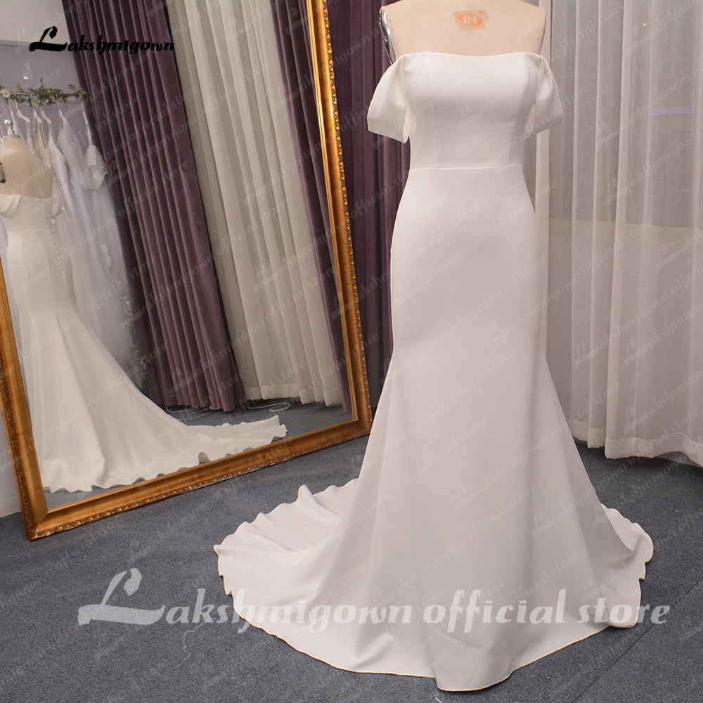 Roycebridal Soft Satin Off Shoulder Mermaid Wedding Dress Women Beach Bridal Receipt Party Gown Robe de mariee