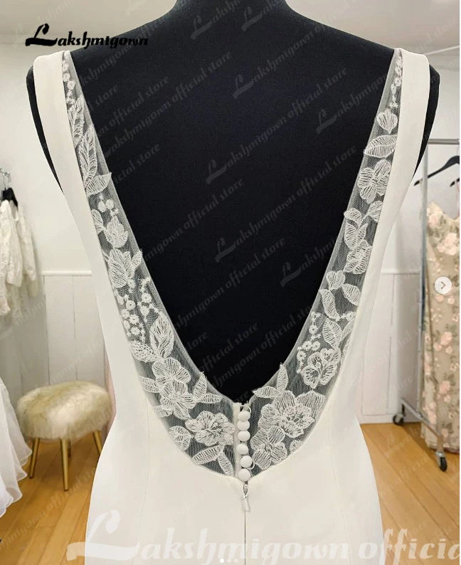 Roycebridal Boho Brautkleider Spitze Applikationen A-Linie Rückenfrei Hofschleppe Brautkleid Vestido De Novia