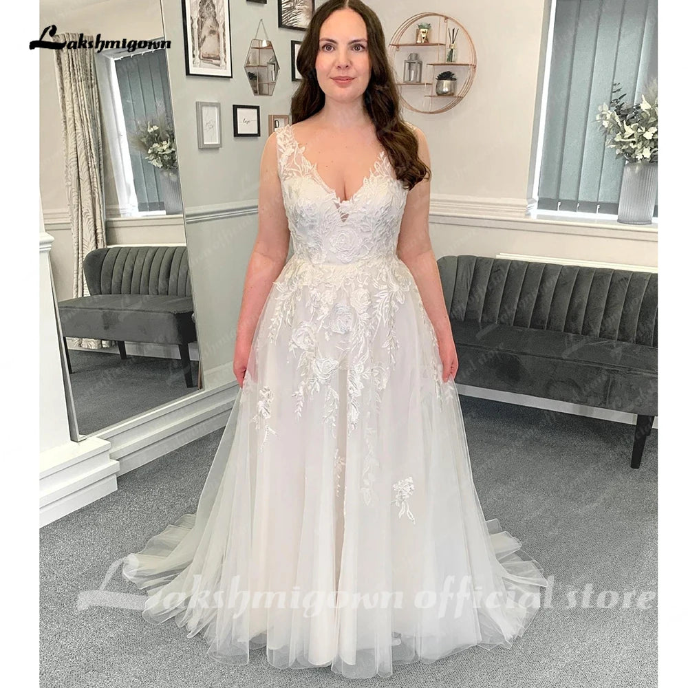 Roycebridal Strand Brautkleider 2025 A-Linie Ärmellos Spitze Mit Applikationen 2025 Frühling & Sommer Brautkleid