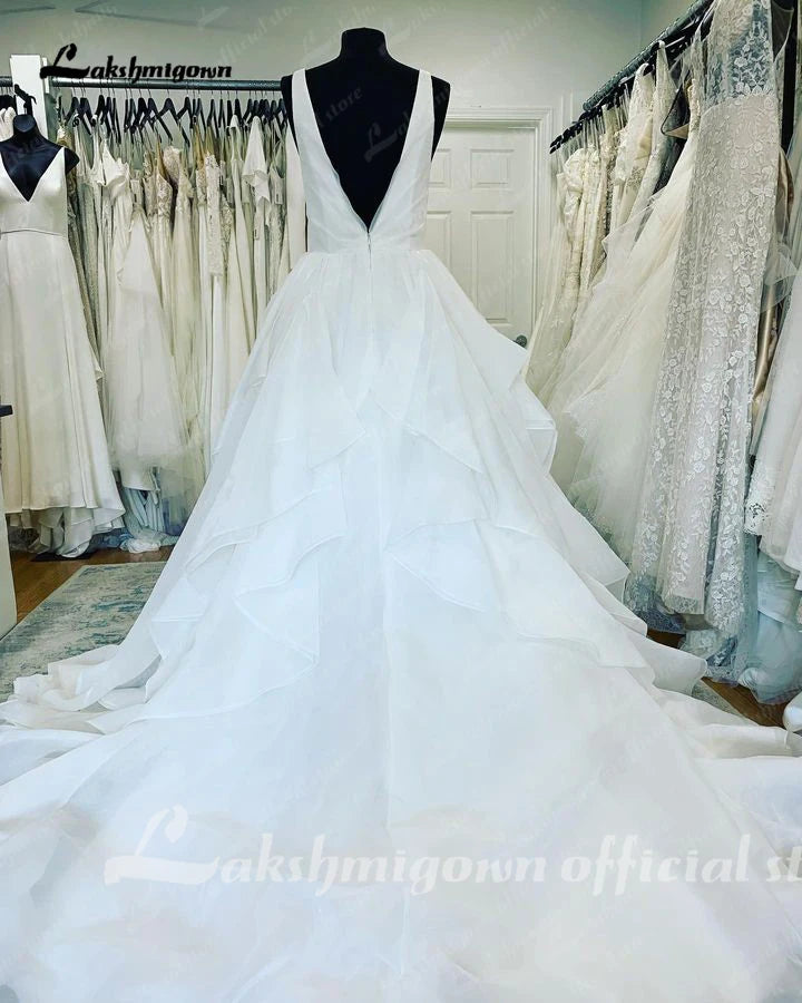 Roycebridal Prinzessin Brautkleider V-Ausschnitt Falten Rüschen A-Linie Maß Brautkleider Bodenlangen vestido de noiva