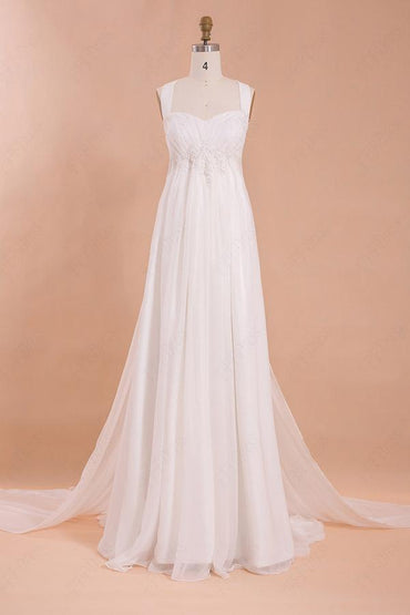 Roycebridal Charmantes Chiffon-Strandbrautkleid, Neckholder-Brautkleid in Bodenlänge, MW120
