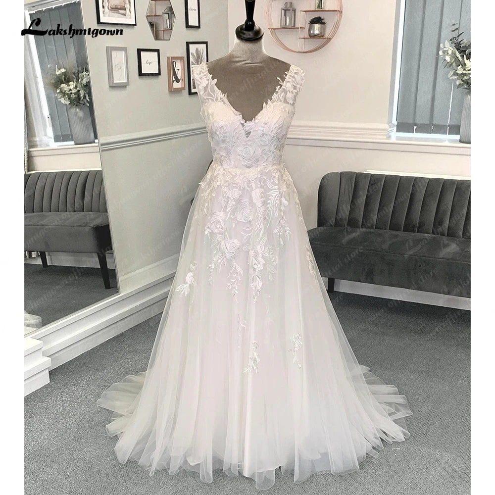 Roycebridal Strand Brautkleider 2025 A-Linie Ärmellos Spitze Mit Applikationen 2025 Frühling & Sommer Brautkleid