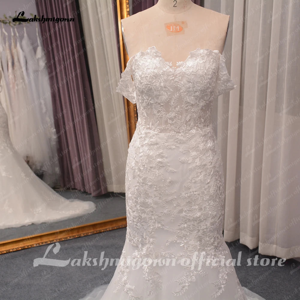 Roycebridal Off Shoulder Mermaid Wedding Dress Women Lace Appliques Sweep Train Beach Bridal Gown Robe de mariee