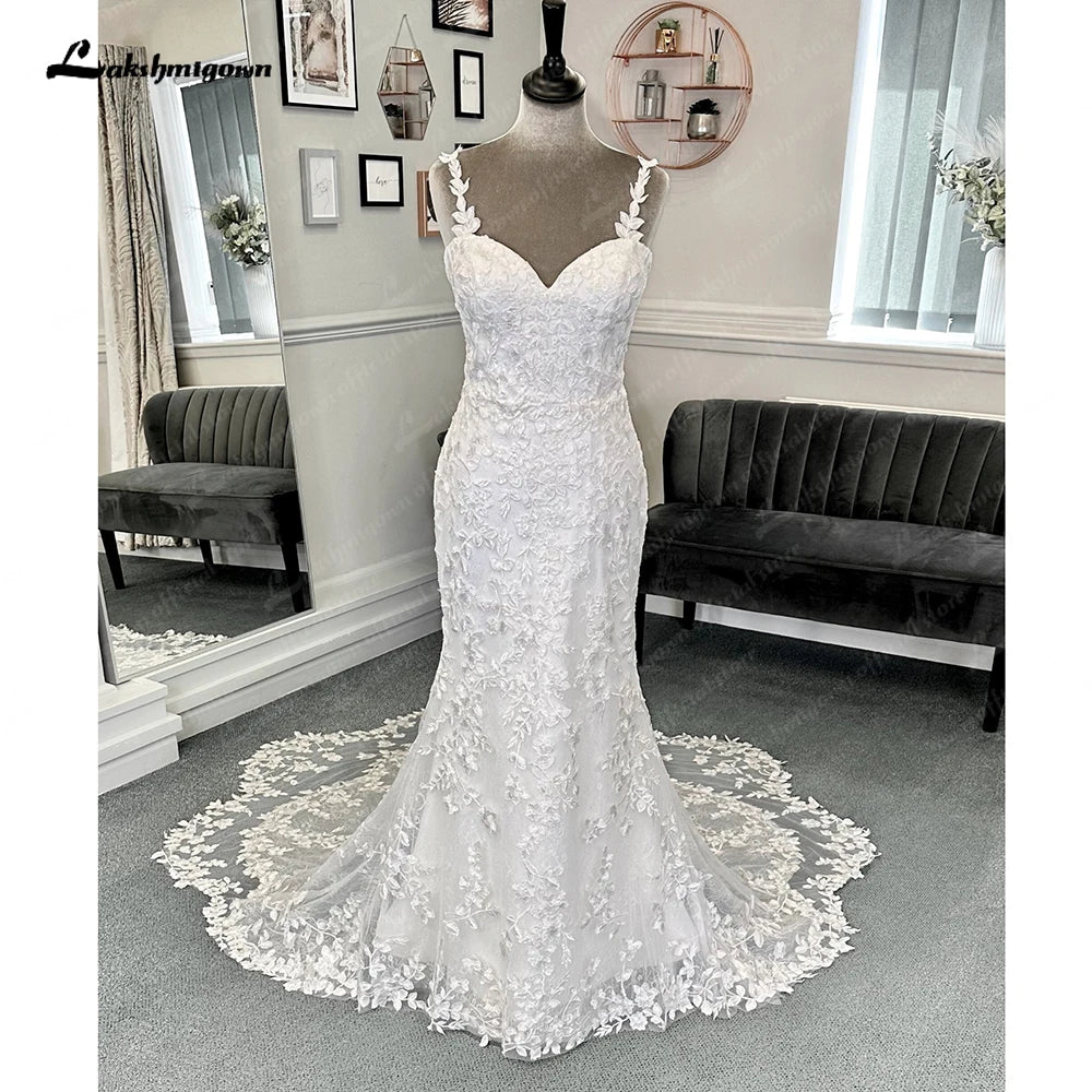 Robe de mariée sirène de luxe Roycebridal, avec appliques en dentelle, corsage non doublé, sans manches, pour femmes
