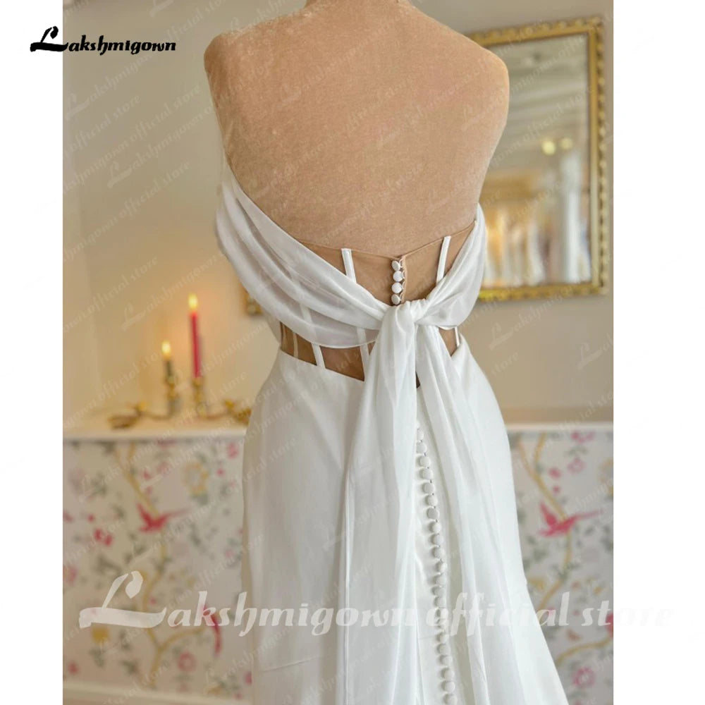 Roycebridal Abnehmbare schulterfreie Ärmel Stretch-Crêpe Meerjungfrau-Brautkleider in Übergröße Elegante Brautkleider mit Rüschen