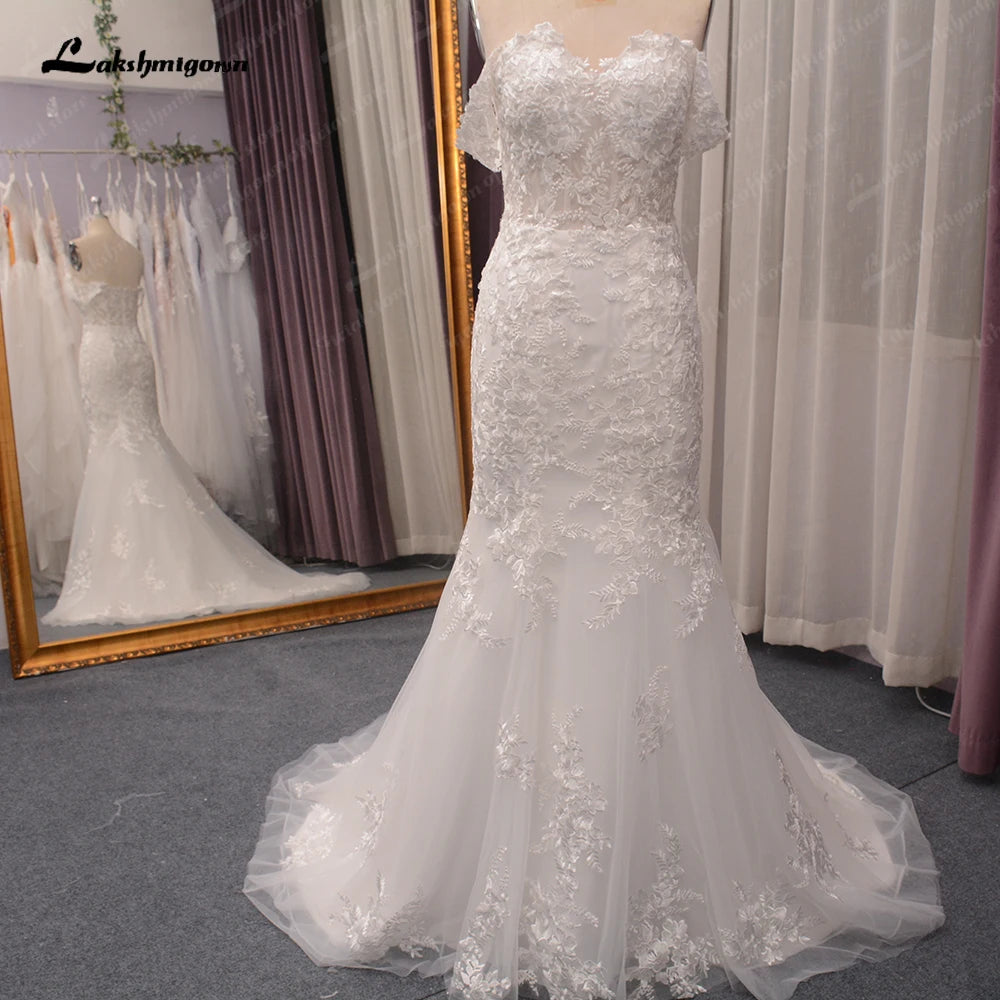 Roycebridal Off Shoulder Mermaid Wedding Dress Women Lace Appliques Sweep Train Beach Bridal Gown Robe de mariee