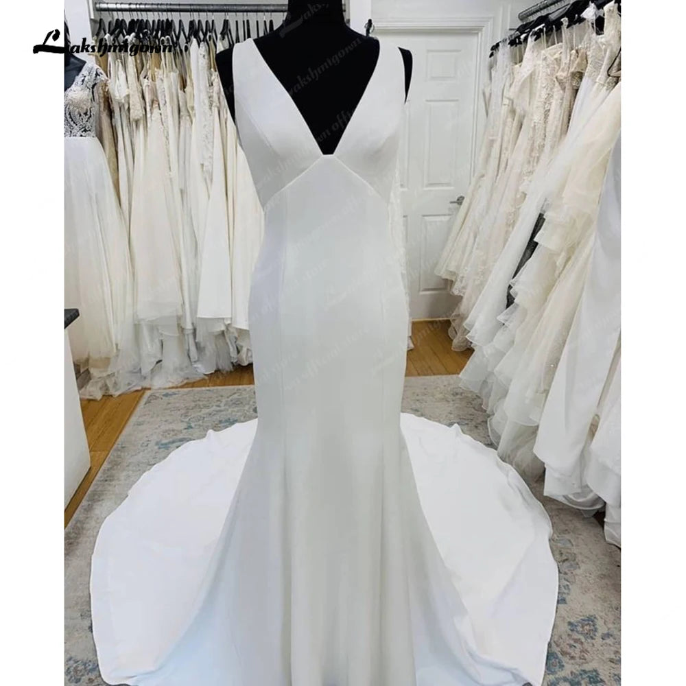 Roycebridal Robe Satin Meerjungfrau Brautkleider für die Braut Open Back Elegante Boho Brautkleider Vestido de Noiva