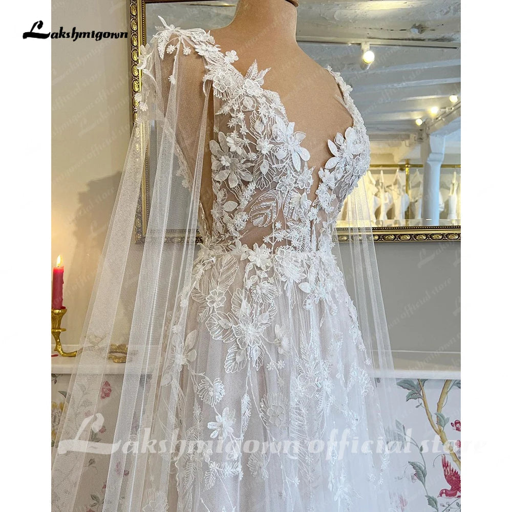 Roycebridal Spitzenapplikationen Brautkleid mit Wickel Vestidos Garden A-Linie Rückenfreie Brautkleider vestido largo invitada bod