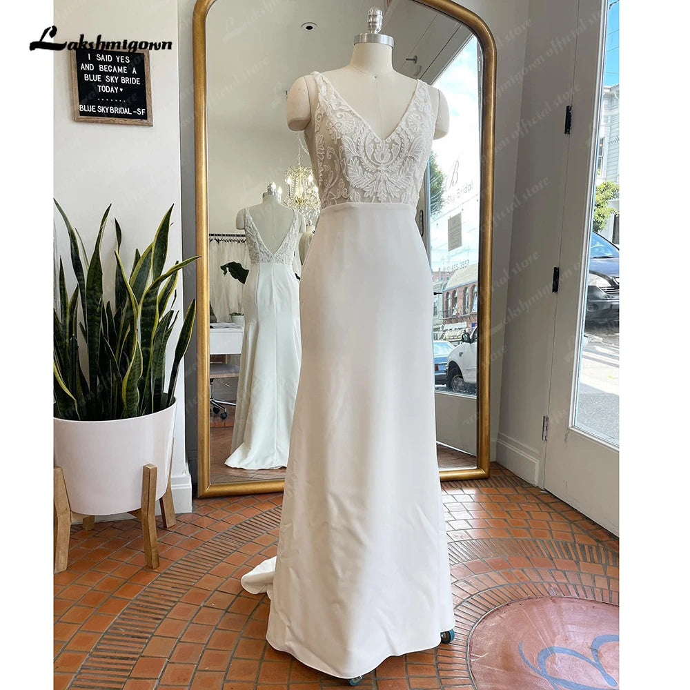 Roycebridal Mermaid Boho Lace Bodice V Neck Wedding Gown for Women Bridal Receipt Dinner Party Wedding Dress Vestido Novia