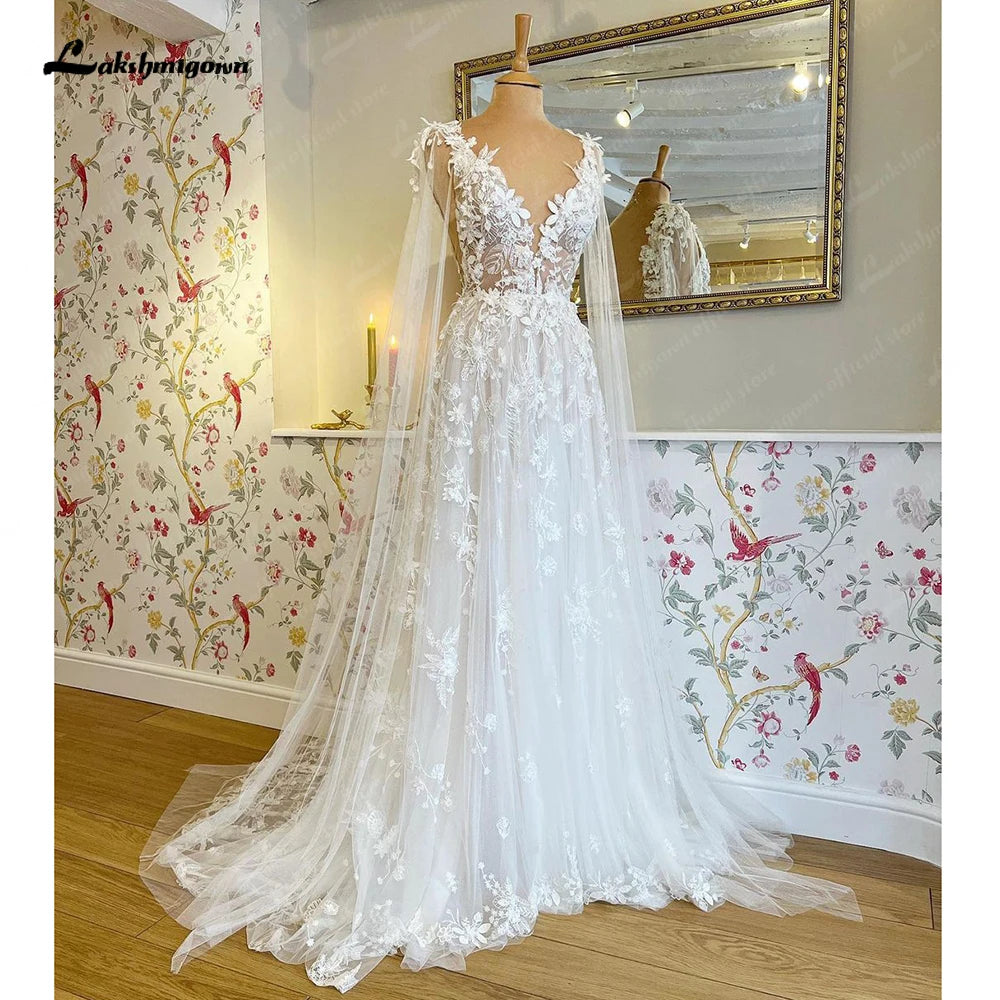 Roycebridal Spitzenapplikationen Brautkleid mit Wickel Vestidos Garden A-Linie Rückenfreie Brautkleider vestido largo invitada bod