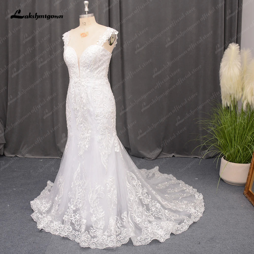 Roycebridal Lace Floral Mermaid Court Train Wedding Dress for Women Appliques Vestidos Civil Bridal Gown Custom Made