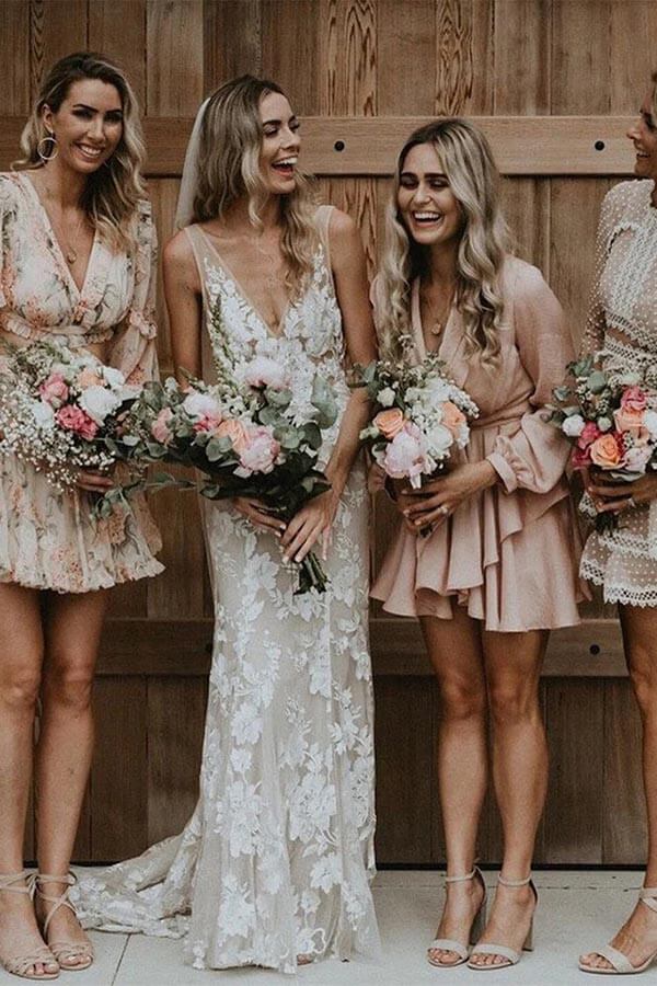 Sheath wedding dresses | v neck wedding dresses | vintage wedding dresses | musebridals.com