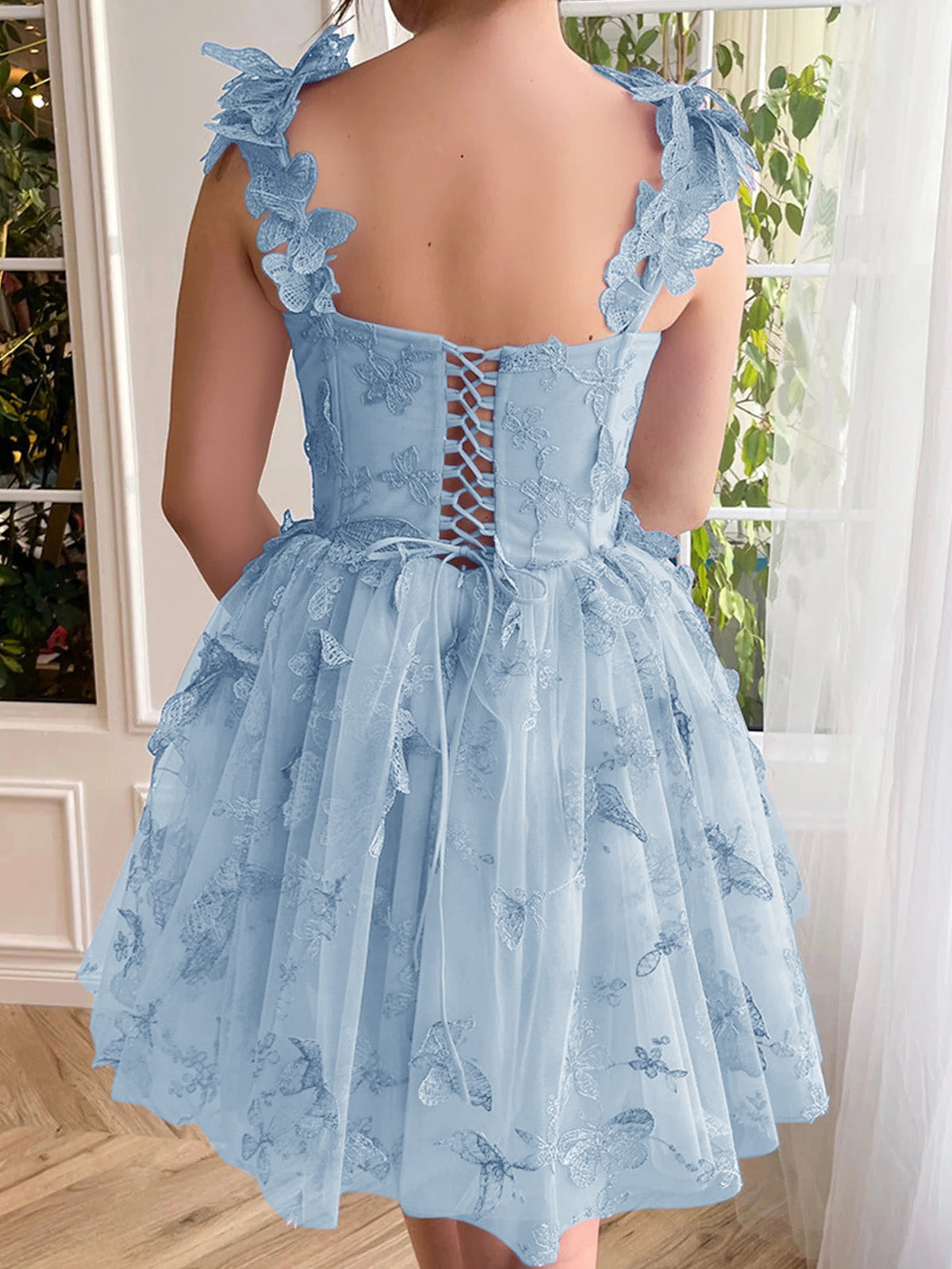 Roycebridal Natalie | Aline Short Tulle Prom Dress with 3D Butterflies