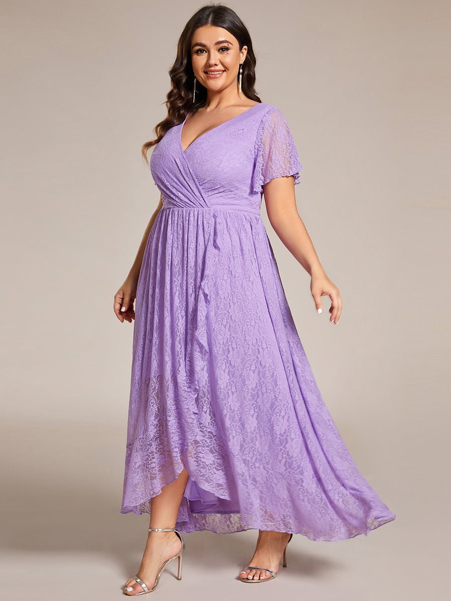 Steph high low lace mother of the bride gown with sleeve - Bay Bridal and Ball Gowns