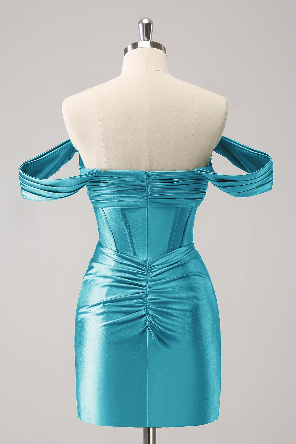 Stilvolles dunkelgrünes, figurbetontes, schulterfreies, ausgehöhltes Korsett-Kurzkleid für den Heimkehr