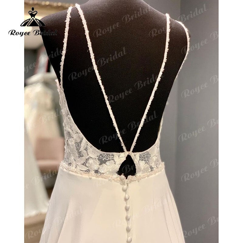 Plus SizeV Neck Lace Appliques Open Back Sleeveless A Line Boho Wedding Dress 2025 Vestidos Civil Bridal Gown Custom Made Elegant 2025