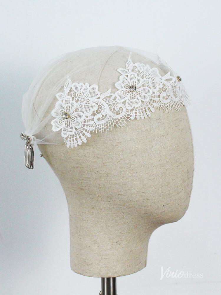 Vintage Lace Headpiece Bridal Veil Viniodress AC1295-Veils-Viniodress-Ivory-Viniodress