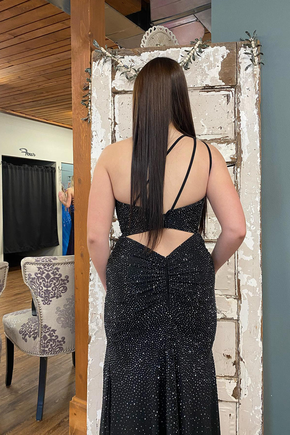 Roycebridal Celine |Mermaid One Shoulder Beaded Jersey Prom Dress with Slit