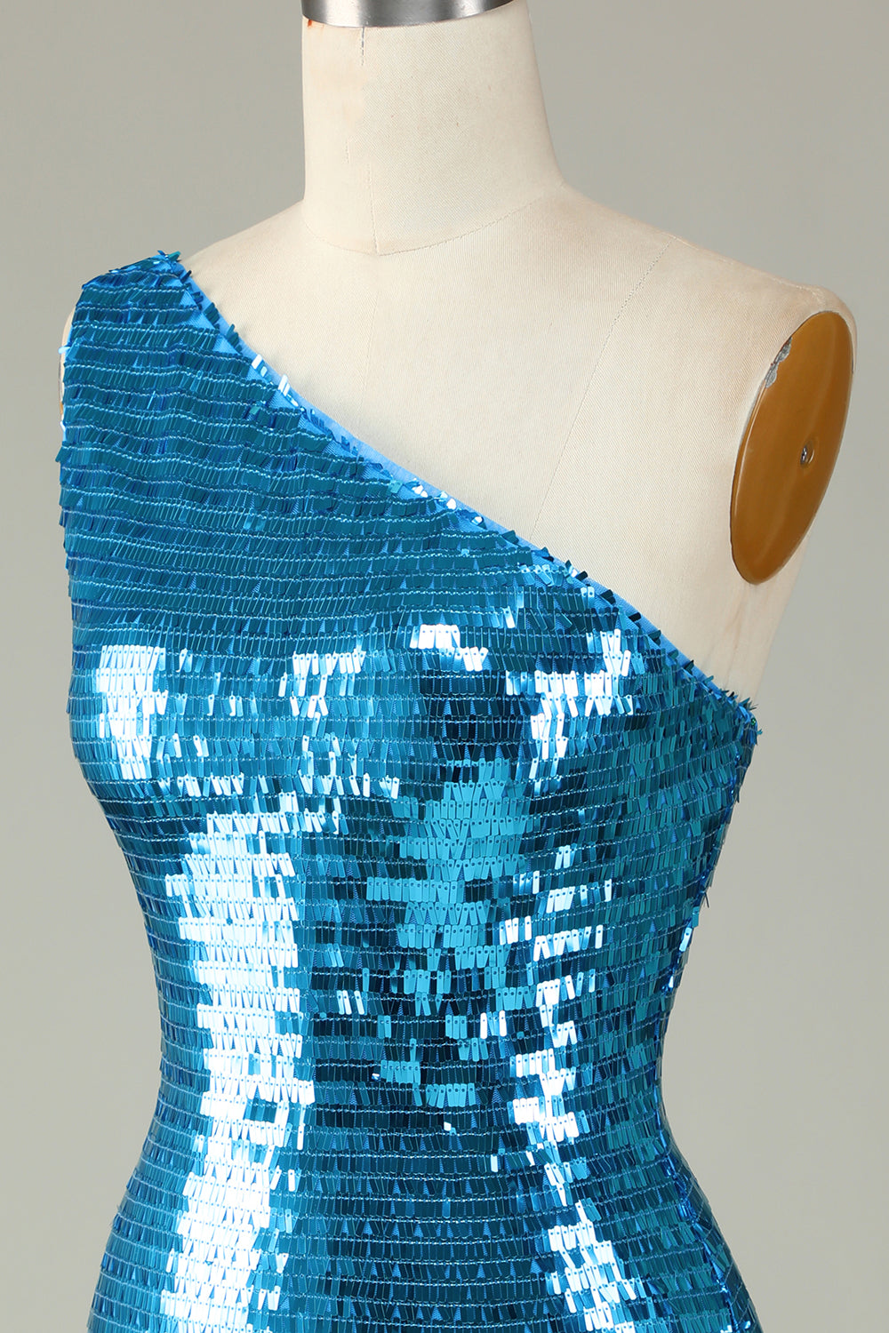 Glitzerndes Königsblaues Etuikleid mit einer Schulter und Pailletten, enges Homecoming-Kleid