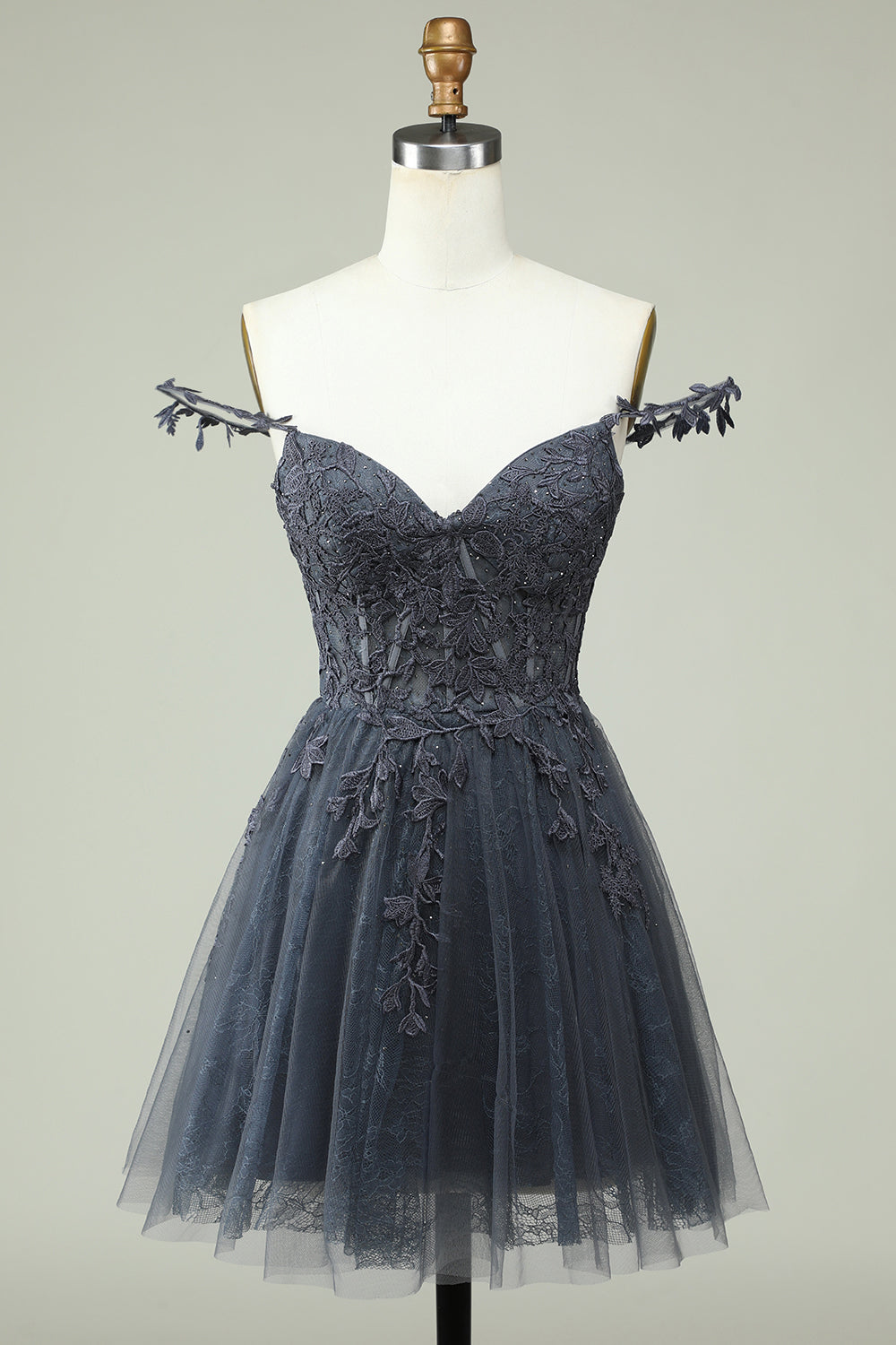 Stylish A Line Spaghetti Straps Mint Short Homecoming Dress with Appliques