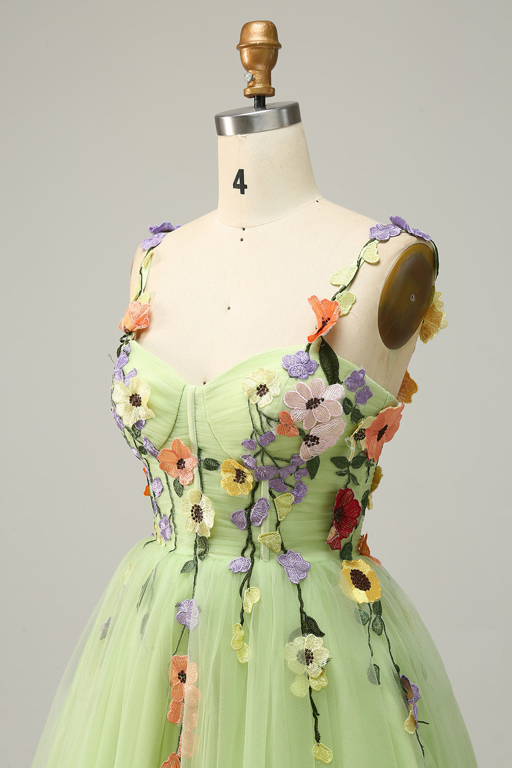 Champagne A Line Spaghetti Straps Short Homecoming Dress with Appliques