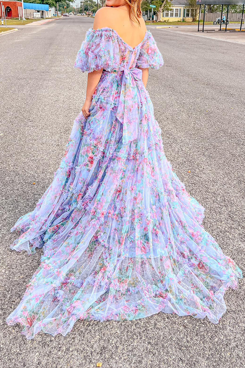 Roycebridal Sydney |A Line Off The Shoulder Floral Tulle Prom Dress