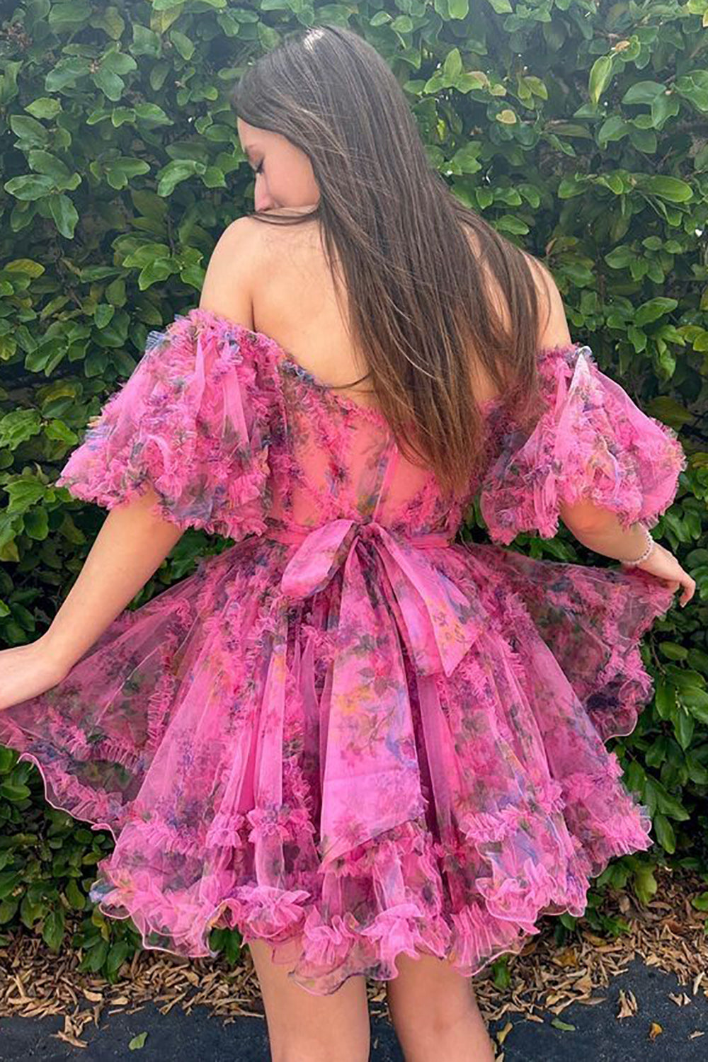 Ivana | A-Linie, schulterfrei, bedrucktes Homecoming-Kleid