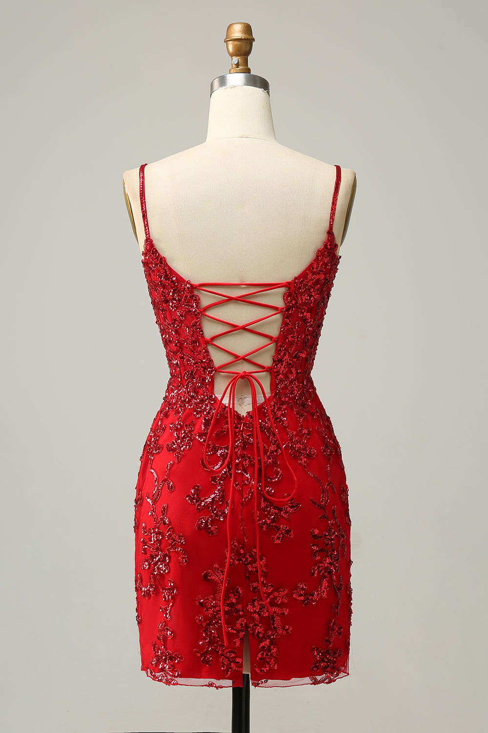 Robe fourreau noire courte à bretelles spaghetti et paillettes avec dos croisé