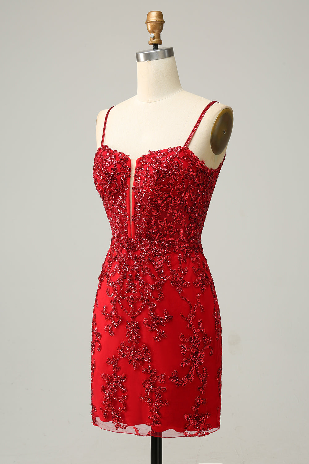 Robe fourreau noire courte à bretelles spaghetti et paillettes avec dos croisé