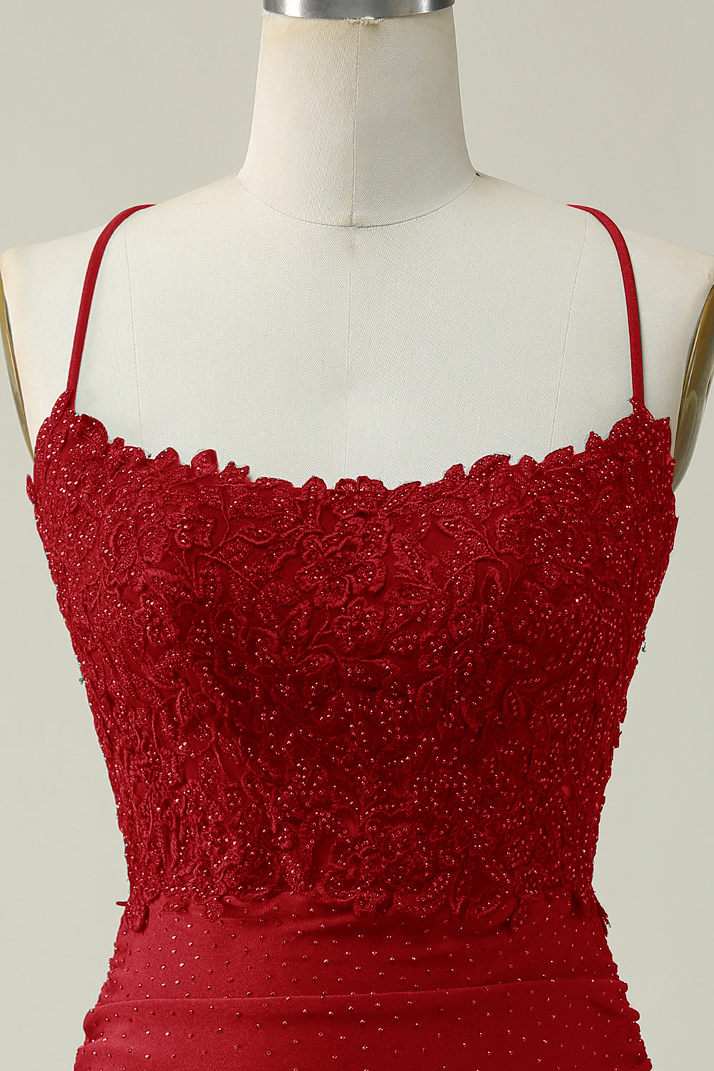Dark Red Sheath Spaghetti Straps Short Homecoming Dress with Appliques