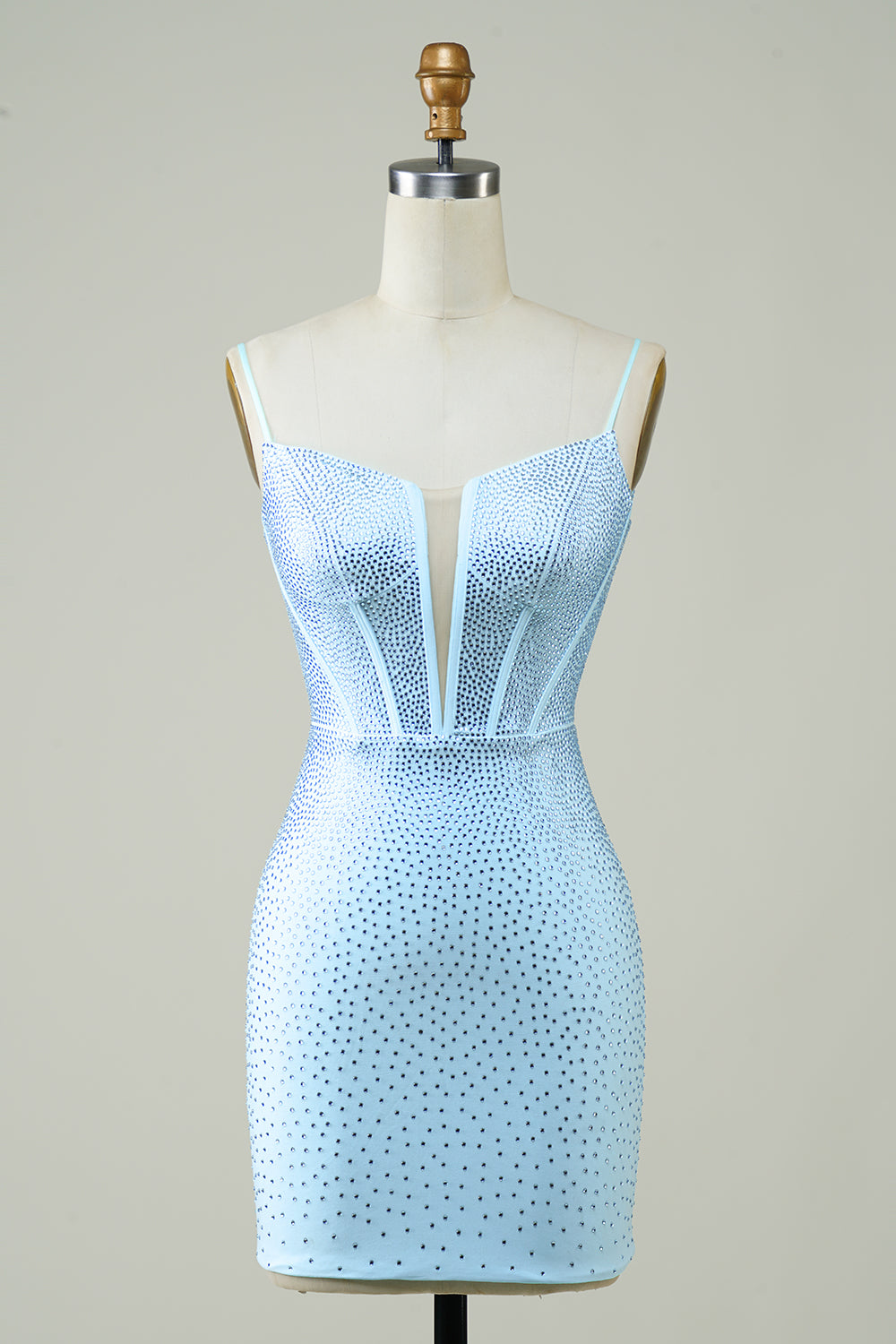 Dark Green Bodycon Spaghetti Straps Short Homecoming Dress with Beading