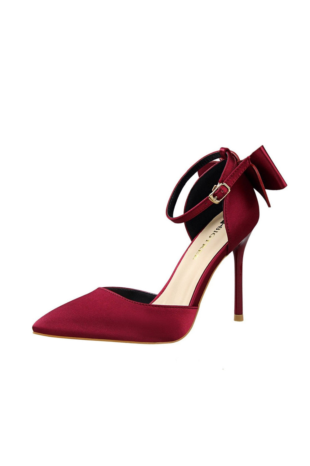 Burgundy Satin Prom Heels with Bowknot – ROYCEBRIDAL OFFICIAL STORE