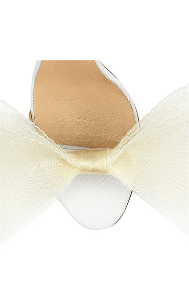 Sandales à talons hauts en satin à nœud asymétrique