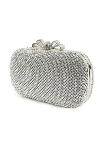 Magnifique sac à main de mariée réglable en métal avec cristaux/strass