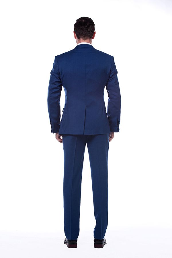 Bespoke Solid Navy Blue Mens Suits for Formal-showprettydress