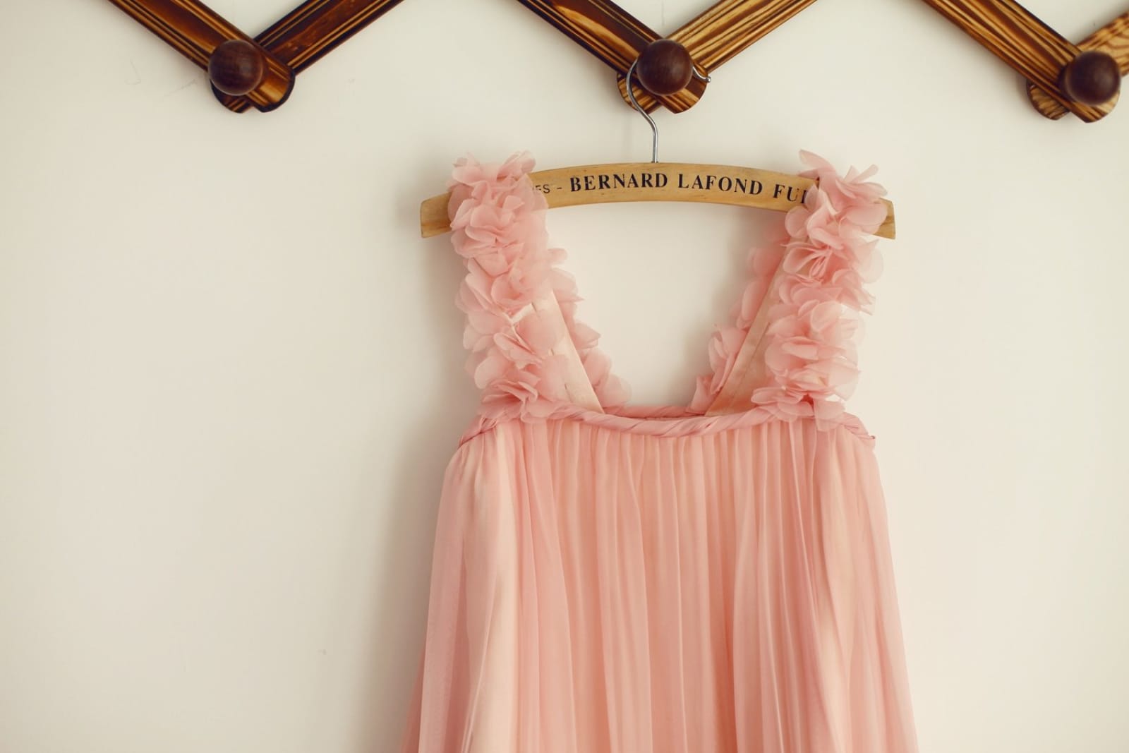 Blush Pink Chiffon Straps Wedding Flower Girl Dress