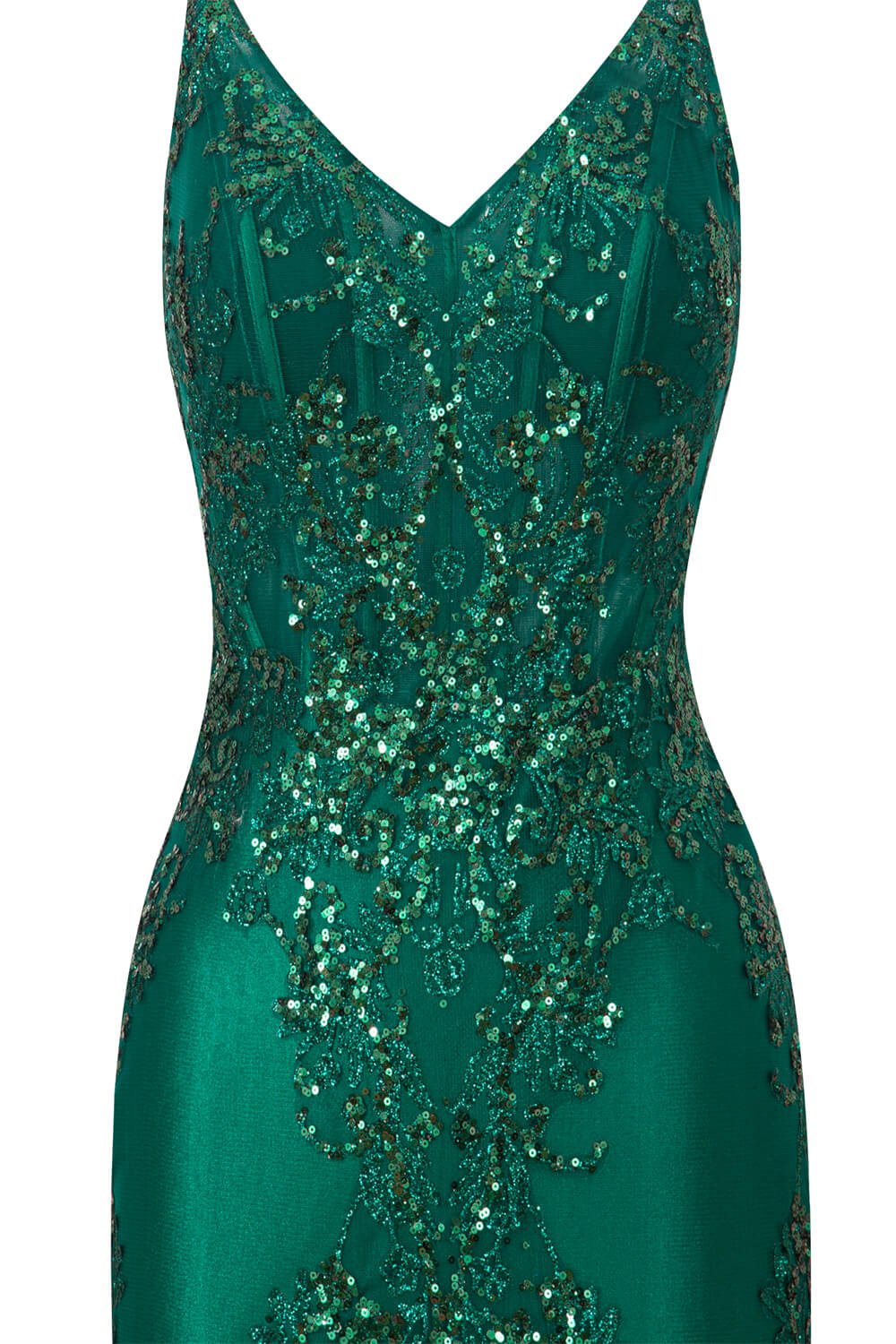 Brooklyn | Robe fourreau courte en satin à col en V et appliqués