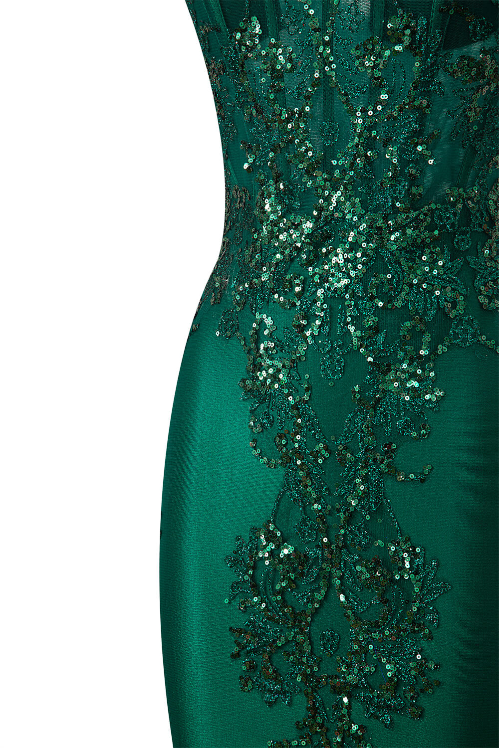 Brooklyn | Robe fourreau courte en satin à col en V et appliqués